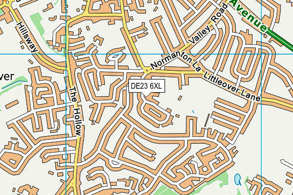 DE23 6XL map - OS VectorMap District (Ordnance Survey)