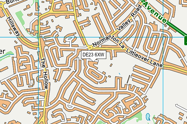 DE23 6XW map - OS VectorMap District (Ordnance Survey)