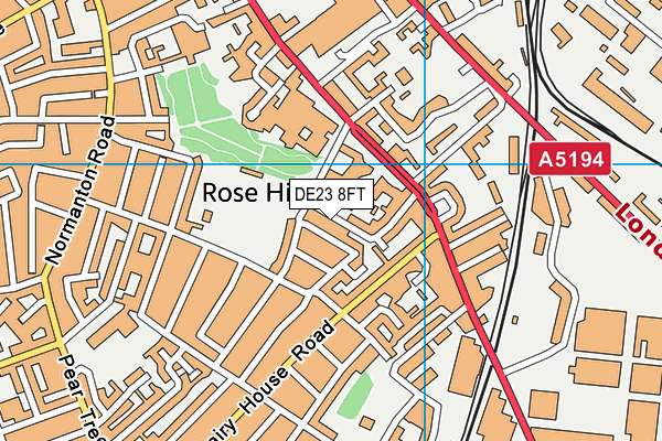 DE23 8FT map - OS VectorMap District (Ordnance Survey)