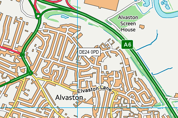 DE24 0PD map - OS VectorMap District (Ordnance Survey)