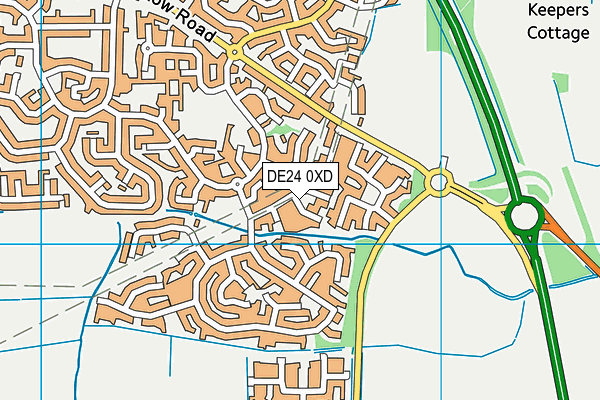 DE24 0XD map - OS VectorMap District (Ordnance Survey)