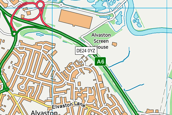 DE24 0YZ map - OS VectorMap District (Ordnance Survey)