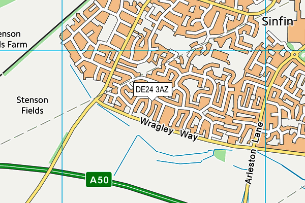 DE24 3AZ map - OS VectorMap District (Ordnance Survey)