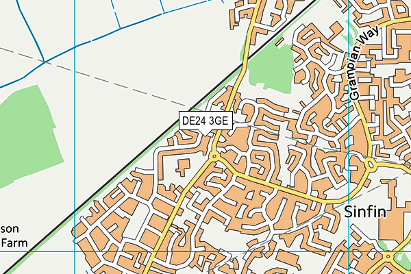 DE24 3GE map - OS VectorMap District (Ordnance Survey)