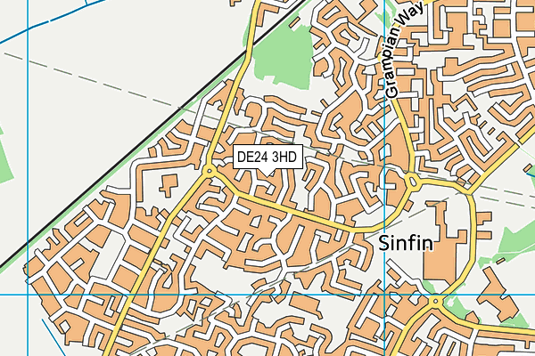 DE24 3HD map - OS VectorMap District (Ordnance Survey)