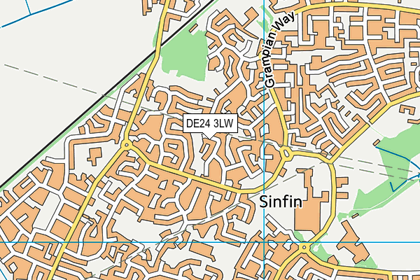 DE24 3LW map - OS VectorMap District (Ordnance Survey)