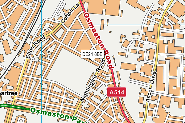 DE24 8BE map - OS VectorMap District (Ordnance Survey)