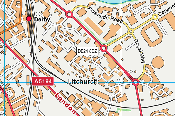 DE24 8DZ map - OS VectorMap District (Ordnance Survey)
