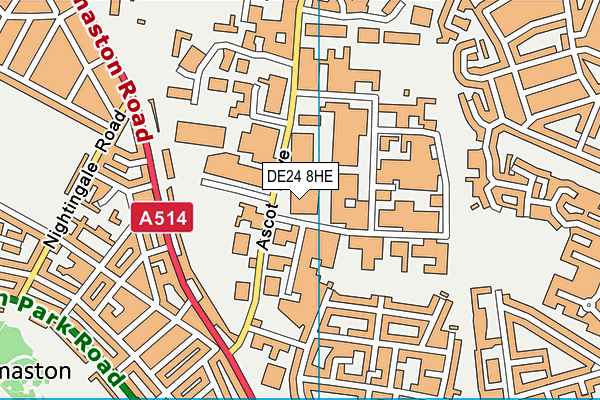 DE24 8HE map - OS VectorMap District (Ordnance Survey)