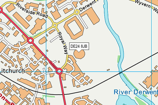 Derby Arena map (DE24 8JB) - OS VectorMap District (Ordnance Survey)