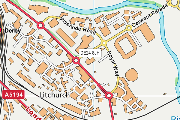 DE24 8JH map - OS VectorMap District (Ordnance Survey)