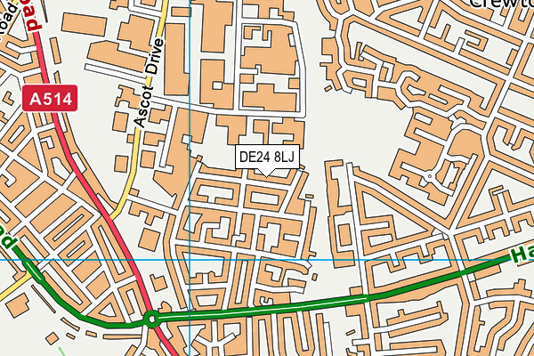 DE24 8LJ map - OS VectorMap District (Ordnance Survey)