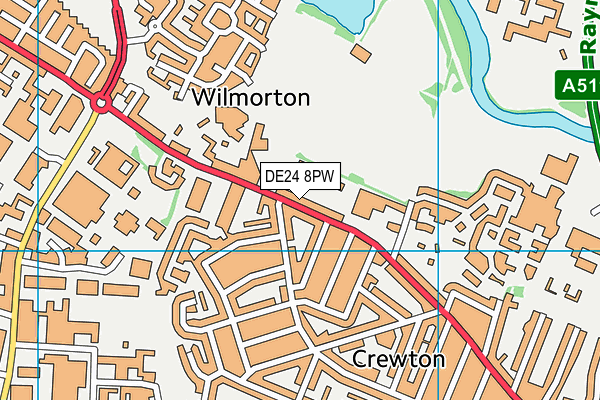 DE24 8PW map - OS VectorMap District (Ordnance Survey)