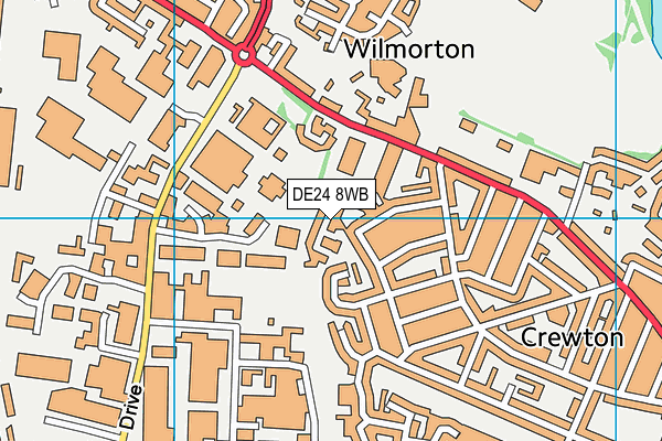 DE24 8WB map - OS VectorMap District (Ordnance Survey)