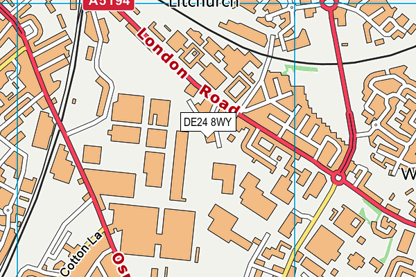 DE24 8WY map - OS VectorMap District (Ordnance Survey)