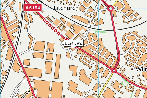 DE24 8WZ map - OS VectorMap District (Ordnance Survey)