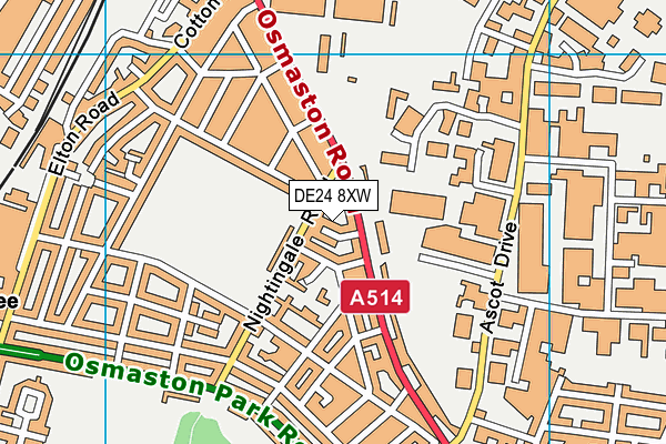 DE24 8XW map - OS VectorMap District (Ordnance Survey)