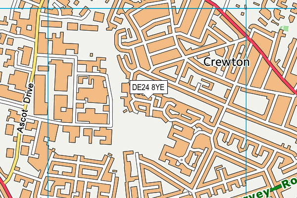 DE24 8YE map - OS VectorMap District (Ordnance Survey)