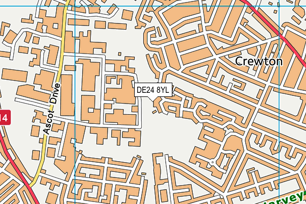 DE24 8YL map - OS VectorMap District (Ordnance Survey)