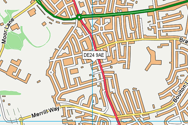 DE24 9AE map - OS VectorMap District (Ordnance Survey)
