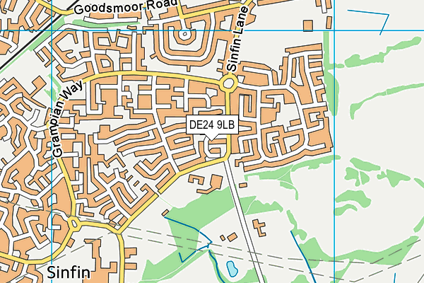 DE24 9LB map - OS VectorMap District (Ordnance Survey)