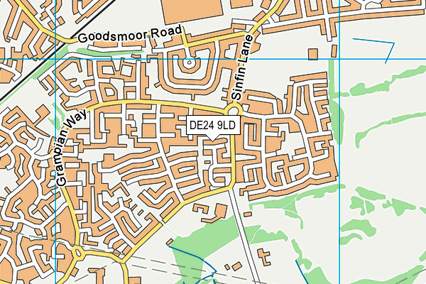 DE24 9LD map - OS VectorMap District (Ordnance Survey)