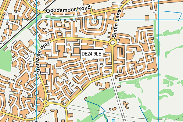 DE24 9LE map - OS VectorMap District (Ordnance Survey)