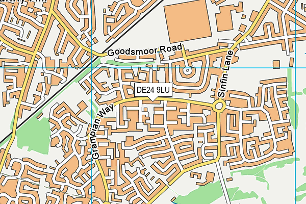 DE24 9LU map - OS VectorMap District (Ordnance Survey)
