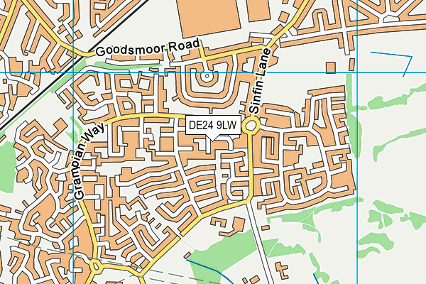 DE24 9LW map - OS VectorMap District (Ordnance Survey)
