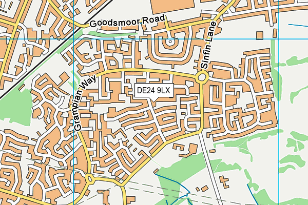 DE24 9LX map - OS VectorMap District (Ordnance Survey)