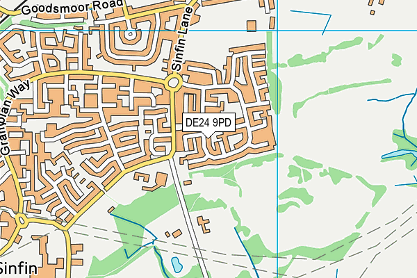 DE24 9PD map - OS VectorMap District (Ordnance Survey)