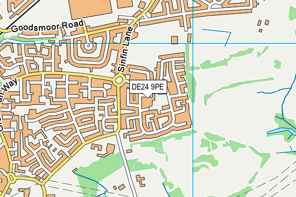 DE24 9PE map - OS VectorMap District (Ordnance Survey)