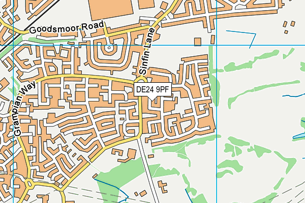 DE24 9PF map - OS VectorMap District (Ordnance Survey)