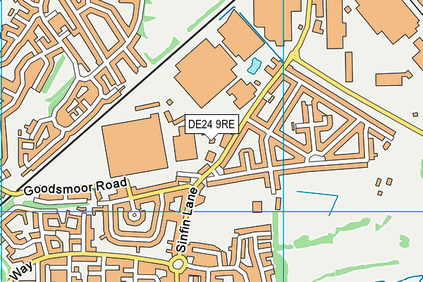DE24 9RE map - OS VectorMap District (Ordnance Survey)