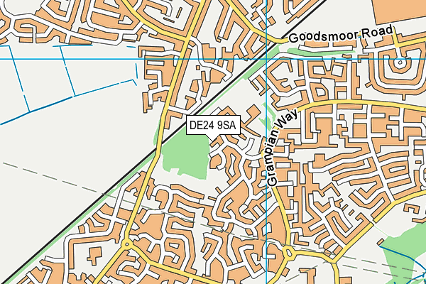 DE24 9SA map - OS VectorMap District (Ordnance Survey)