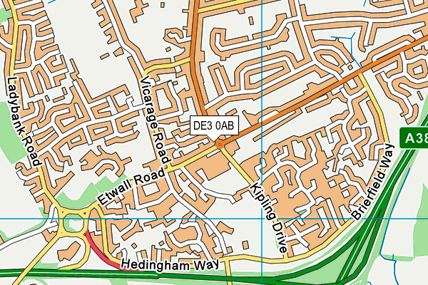 DE3 0AB map - OS VectorMap District (Ordnance Survey)