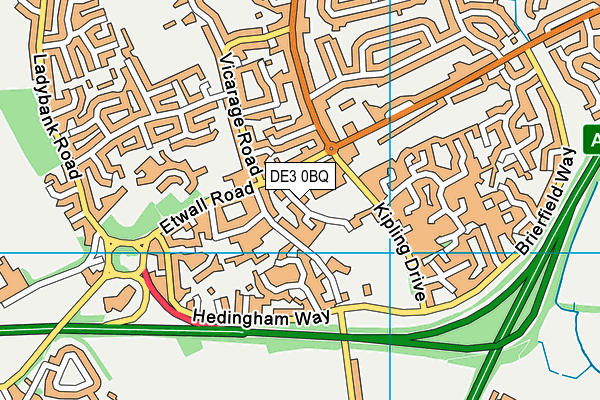DE3 0BQ map - OS VectorMap District (Ordnance Survey)
