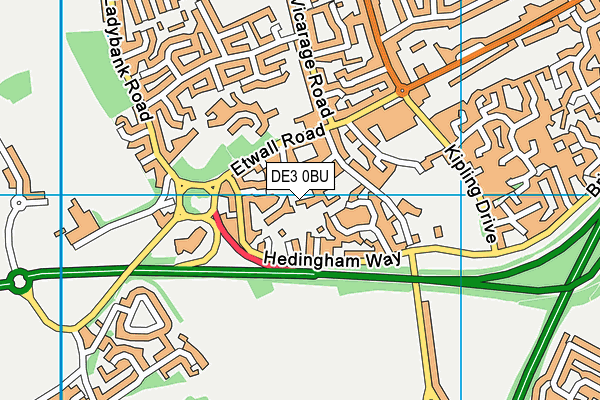 DE3 0BU map - OS VectorMap District (Ordnance Survey)