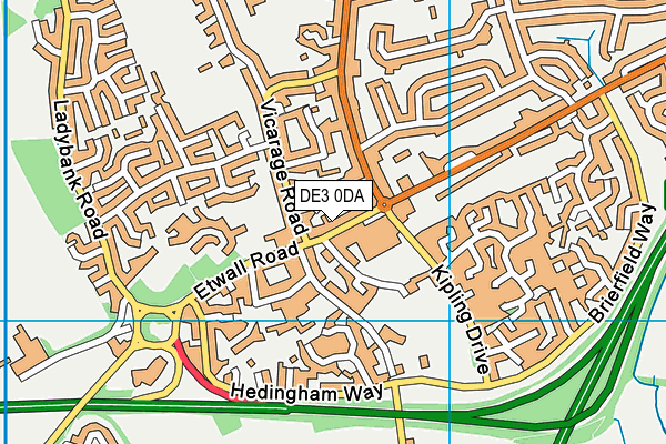 DE3 0DA map - OS VectorMap District (Ordnance Survey)