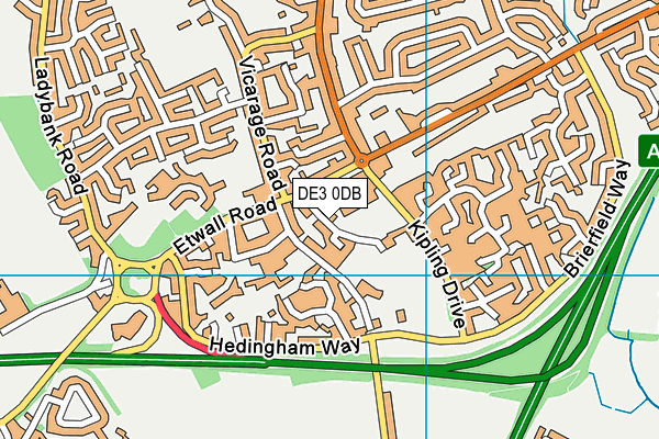 DE3 0DB map - OS VectorMap District (Ordnance Survey)