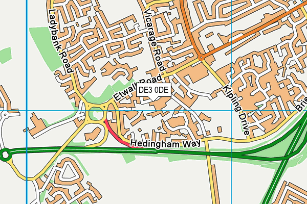 DE3 0DE map - OS VectorMap District (Ordnance Survey)