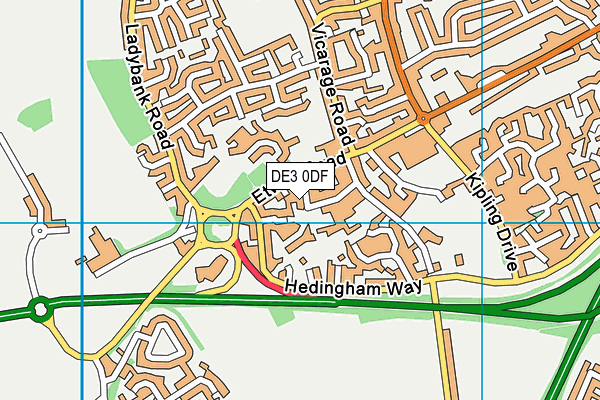 DE3 0DF map - OS VectorMap District (Ordnance Survey)