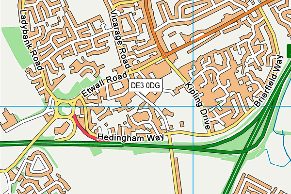 DE3 0DG map - OS VectorMap District (Ordnance Survey)