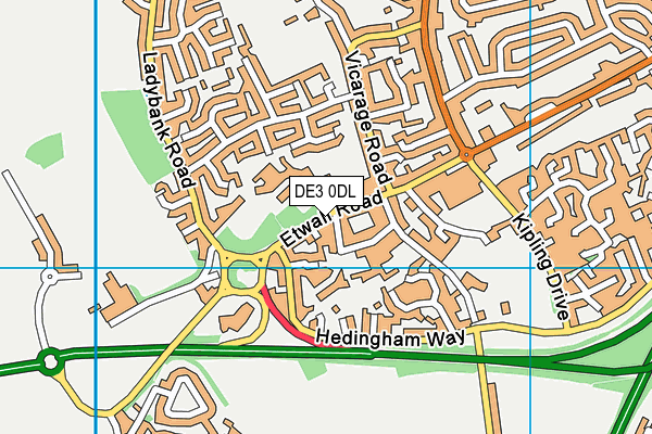 DE3 0DL map - OS VectorMap District (Ordnance Survey)