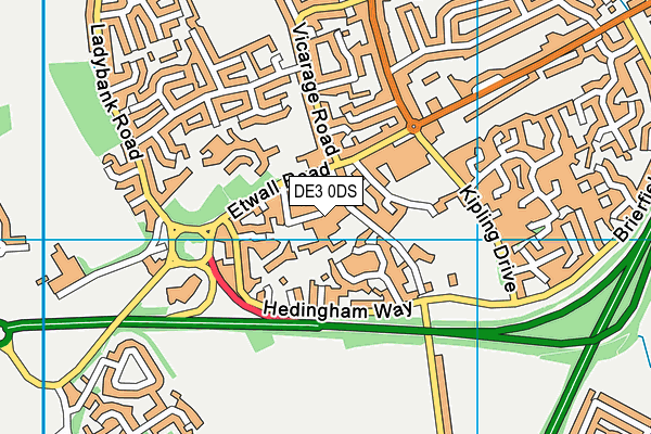 DE3 0DS map - OS VectorMap District (Ordnance Survey)