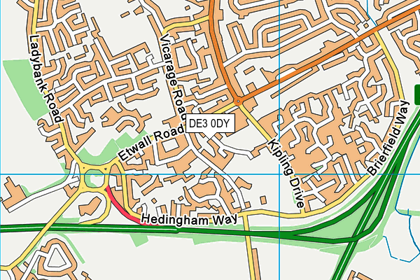 DE3 0DY map - OS VectorMap District (Ordnance Survey)