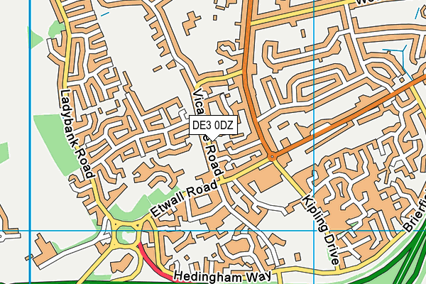 DE3 0DZ map - OS VectorMap District (Ordnance Survey)