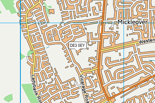 Mickleover Primary School map (DE3 0EY) - OS VectorMap District (Ordnance Survey)