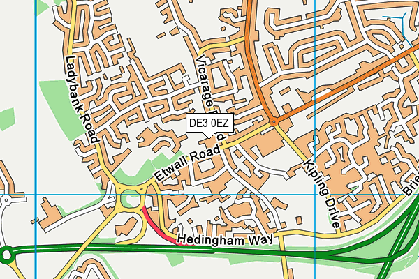 DE3 0EZ map - OS VectorMap District (Ordnance Survey)