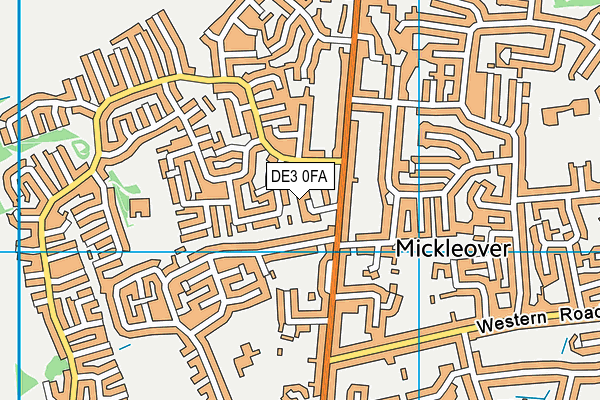 DE3 0FA map - OS VectorMap District (Ordnance Survey)